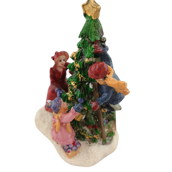 Holiday Time Victorian Family Decorating Christmas Tree Figurine 3.5" w/ Box - Picture 3 of 10